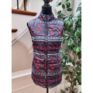 Woman Within Multicolor Polyester Sleeveless Full Zip Front Jacket Vest Size XL